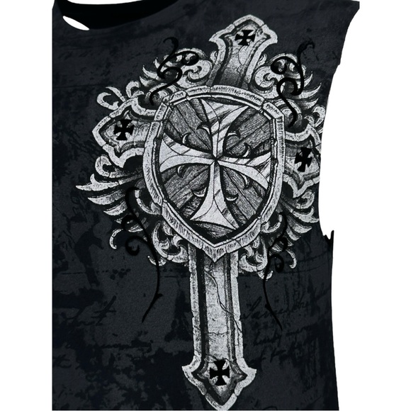 Xtreme Couture By Affliction Men's Muscle T-shirt Tank Top Ragged Faith - Picture 7 of 11